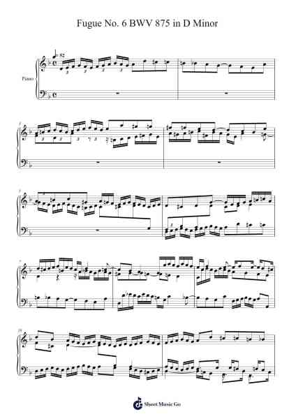Fugue No. 6 in D Minor, BWV 875 Sheet Music by Johann Sebastian Bach-Arr.Consdia Debruth