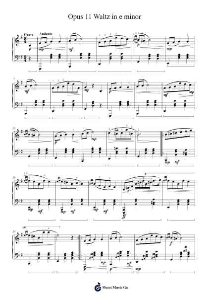 Waltz in E Minor, Op. Posth. 11 "a theme on Chopin" Sheet Music by Frédéric Chopin-Arr.Duntrick