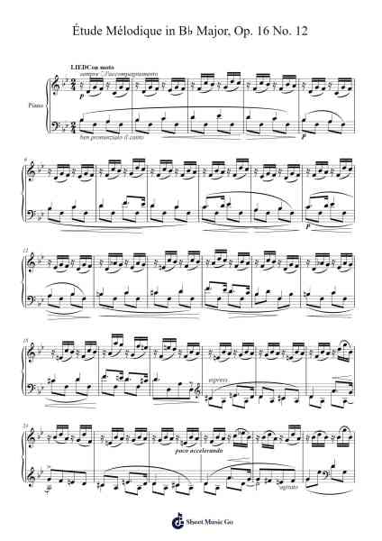 Étude Mélodique in B♭ Major, Op. 16 No. 12 Sheet Music by Stephen Heller-Arr.Ruthbrian Noelbuck