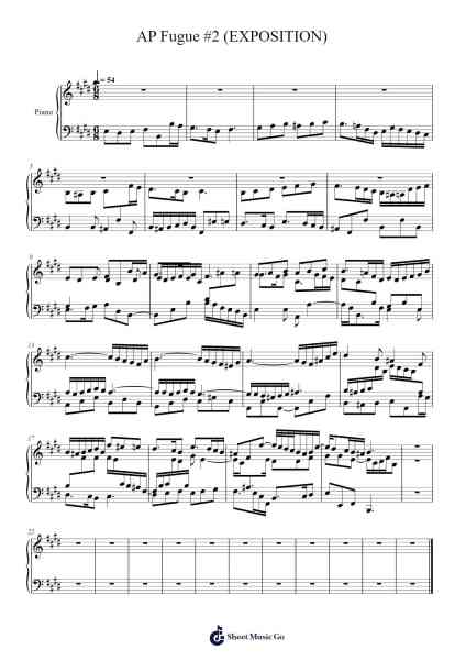 AP Fugue #2 (EXPOSITION) Sheet Music by Mr. Peabody-Arr.Oglet Kitcke
