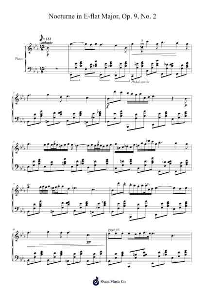 Nocturne in E-flat Major, Op. 9, No. 2 樂譜由 Frédéric Chopin - 編曲 Hifaithe Fojames