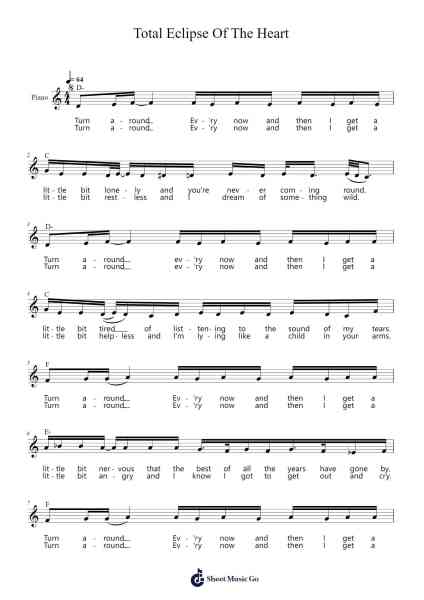 Total Eclipse of the Heart Sheet Music by Bonnie Tyler-Arr.Malclaude