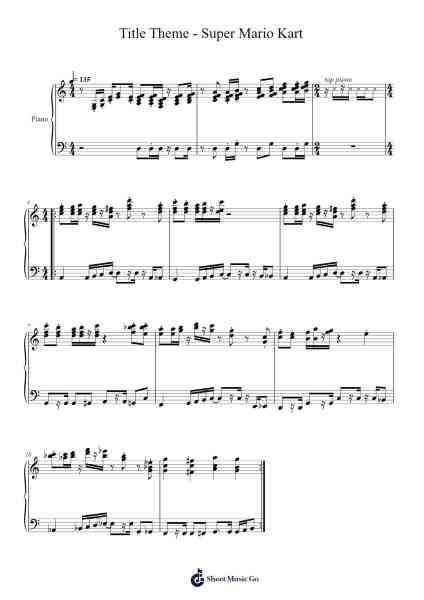 Title Theme - Super Mario Kart Sheet Music by Soyo Oka-Arr.Flowergess