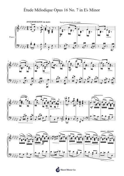 Étude Mélodique in E♭ Minor, Op. 16, No. 7 Sheet Music by Stephen Heller-Arr.Evertrine Curcent