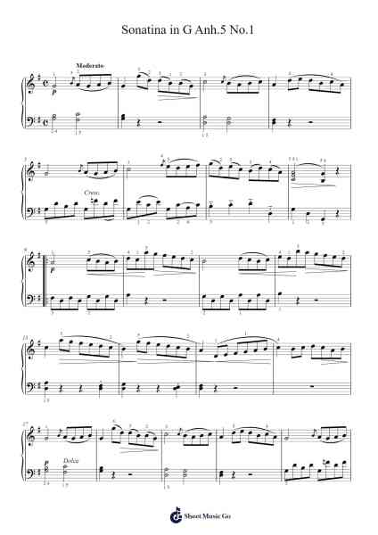 Sonatina in G Major, Anh. 5 No. 1 Sheet Music by Ludwig van Beethoven-Arr.Brianphrey Judphne