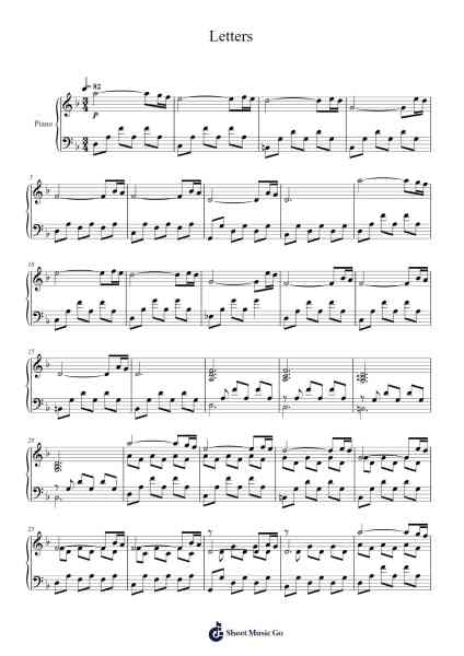 Letters Sheet Music by Abel Korzeniowski-Arr.Croftlitt