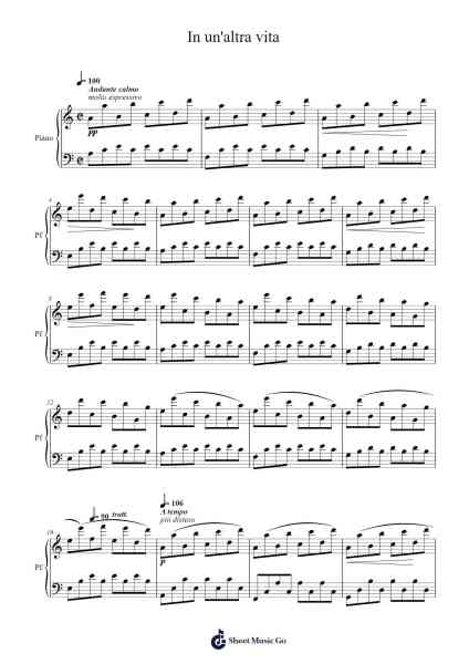 In un'altra vita Sheet Music by Ludovico Einaudi-Arr.Rydiah