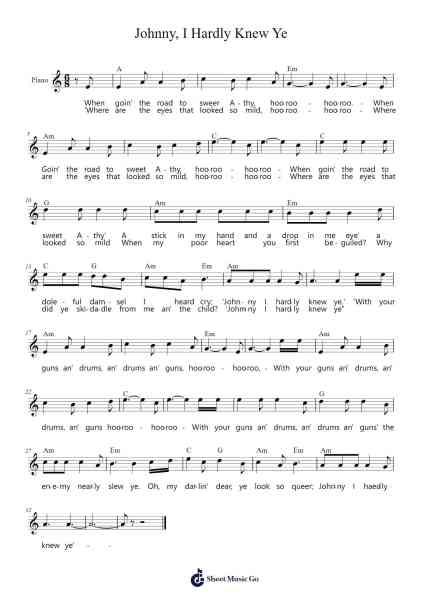 Johnny, I Hardly Knew Ye Sheet Music by undefined-Arr.Fordniah
