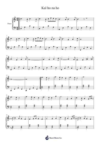 Kal ho na ho Sheet Music by Sonu Nigam-Arr.Blanmiles