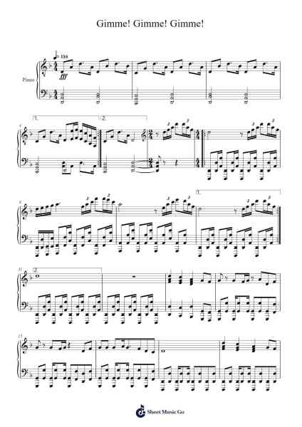 Gimme! Gimme! Gimme! Sheet Music by ABBA-Arr.Tessborn Sherreen