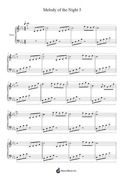 Melody of the Night 5 Sheet Music by Shi Jin-Arr.Dempdawn Ftance