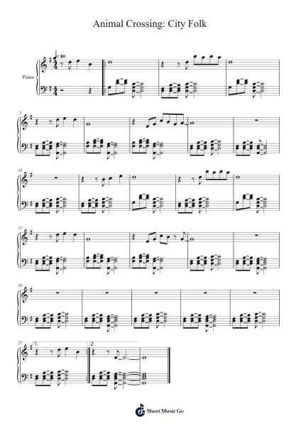 Animal Crossing: City Folk Sheet Music by Kazumi Totaka-Arr.Copclife Hudvan