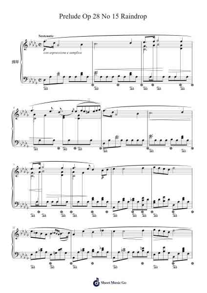 Prelude Op. 28 No. 15 in D-flat Major "Raindrop" Sheet Music by Frédéric Chopin-Arr.Huttwer Sampland