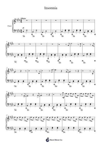 Insomnia Sheet Music by Tayien Leech-Arr.Bulgy Boylebaird