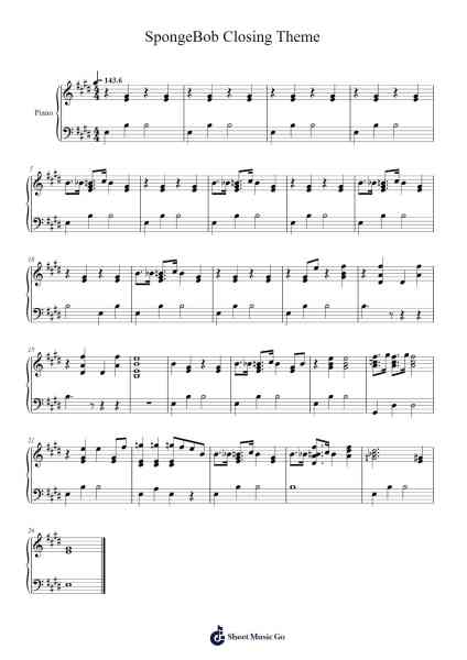 SpongeBob Closing Theme Sheet Music by Steve Belfer/Nicolas Carr-Arr.Molsham