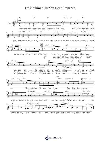 Do Nothing 'Till You Hear From Me Sheet Music by Duke Ellington-Arr.Stilhan Dalter