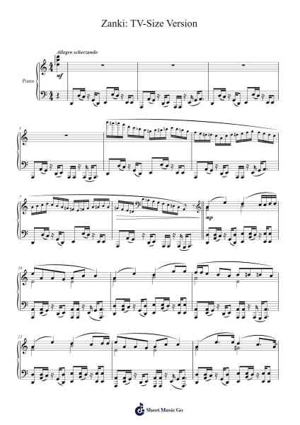 Zanki: TV-Size Version Sheet Music by ZUTOMAYO-Arr.Poundpe