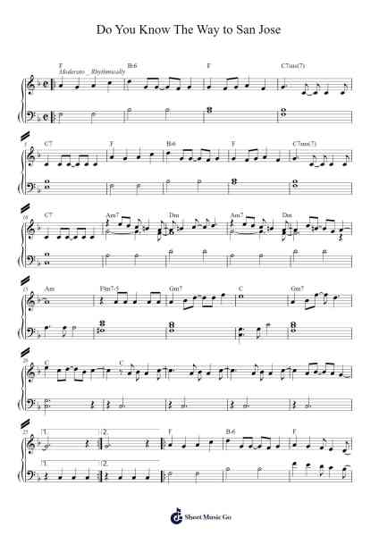 Do You Know The Way to San Jose Sheet Music by Burt Bacharach/Dionne Warwick-Arr.Hawhe