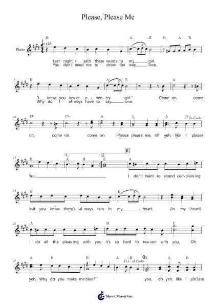 Please, Please Me Sheet Music by The Beatles-Arr.Quinliet