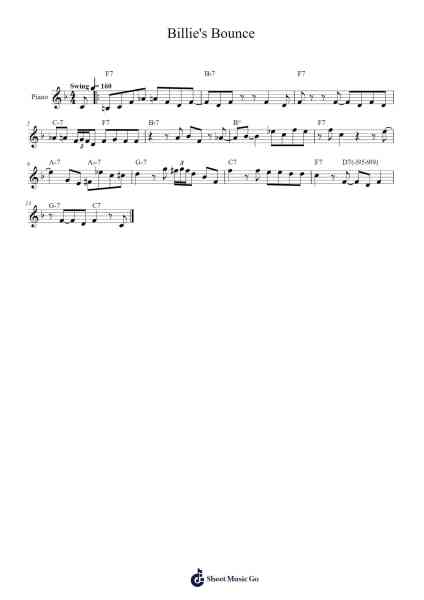 Billie's Bounce Sheet Music by Charlie Parker-Arr.Wayhume Dwightrey