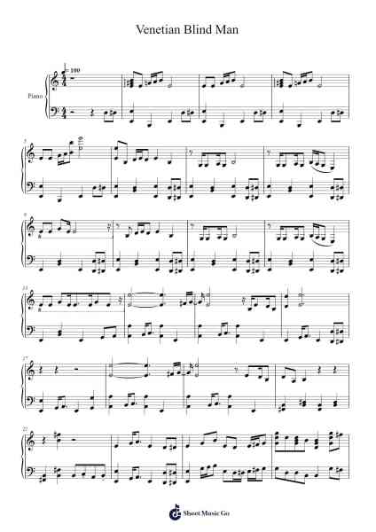 Venetian Blind Man Sheet Music by Will Wood-Arr.Stilkim