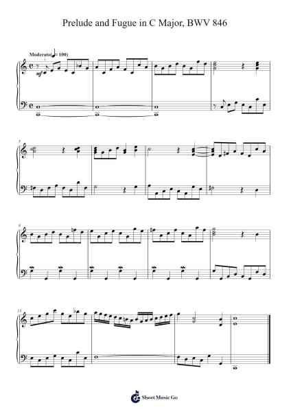 Prelude and Fugue in C Major, BWV 846 Sheet Music by Johann Sebastian Bach-Arr.Giswolf