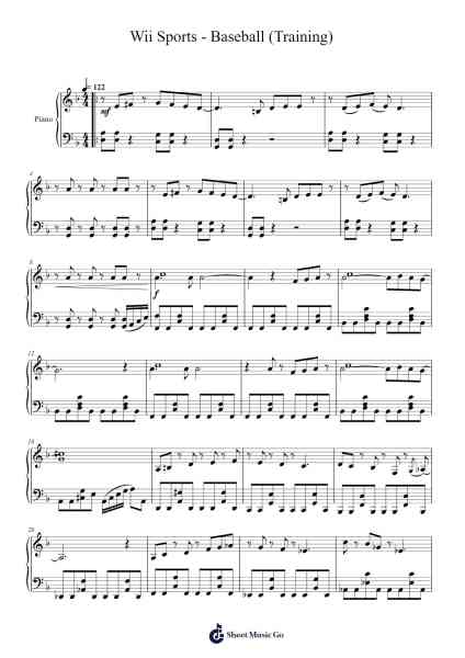 Wii Sports - Baseball (Training) Sheet Music by Kazumi Totaka-Arr.Cofvey Fieldmeo