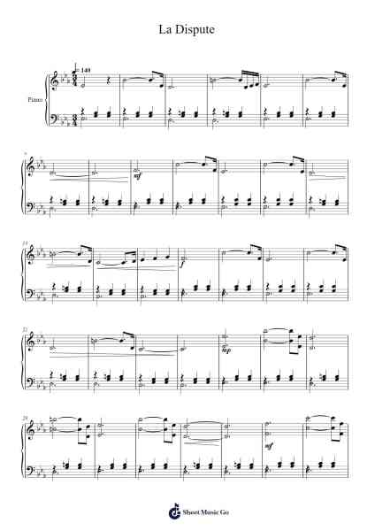 La Dispute Sheet Music by Yann Tiersen-Arr.Quintle