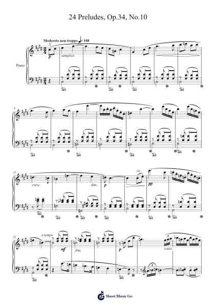 24 Preludes, Op. 34, No. 10 in C-Sharp Minor Sheet Music by Dmitri Shostakovich-Arr.Hoyving
