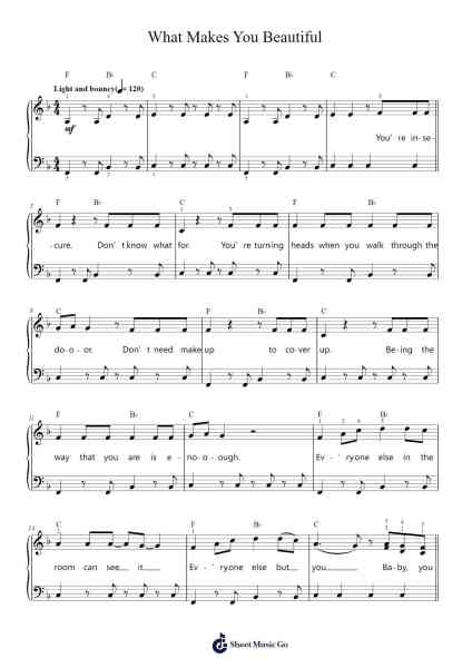 What Makes You Beautiful Sheet Music by One Direction-Arr.Vabuck Clevevien