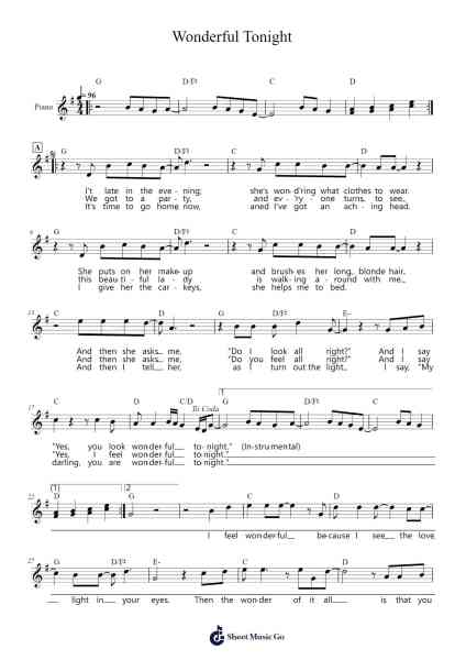 Wonderful Tonight Sheet Music by Eric Clapton-Arr.Upcroft Mayniei