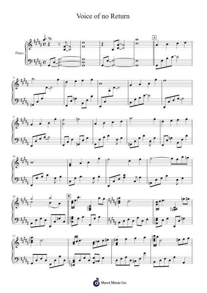 Voice of no Return - NieR: Automata Official Piano Solo Sheet Music by Keiichi Okabe-Arr.Dwightbright
