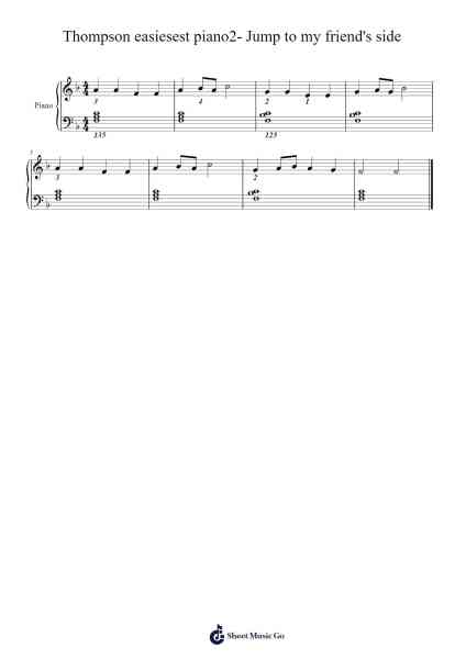 Thompson easiesest piano2- Jump to my friend's side Sheet Music by John Thompson-Arr.Bradfred Copsweet