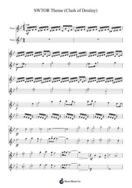 SWTOR Theme (Clash of Destiny) Sheet Music by Connor Phillips-Arr.Webbjohn Zafy