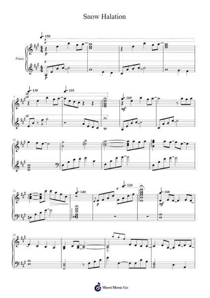 Snow Halation Sheet Music by Takahiro Yamada-Arr.Famund Coothy