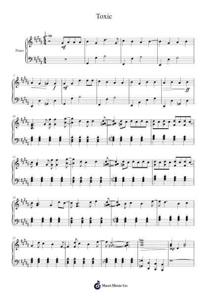 Toxic Sheet Music by Freewebb Danie-Arr.Wolian