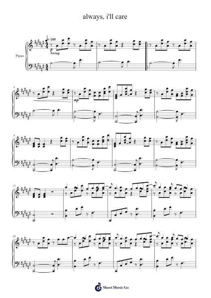 always, i'll care - Piano Cover Sheet Music by Jeremy Zucker-Arr.Saxbraith
