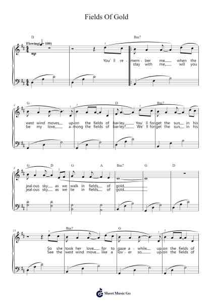 Fields Of Gold Sheet Music by Sting-Arr.Peay