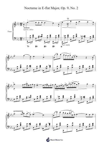 Nocturne in E-flat Major, Op. 9, No. 2 Sheet Music by Frédéric Chopin-Arr.Wildeh Francesgrace