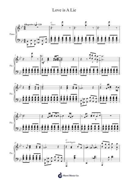 Love is A Lie Sheet Music by Beth Hart-Arr.Hamclaire