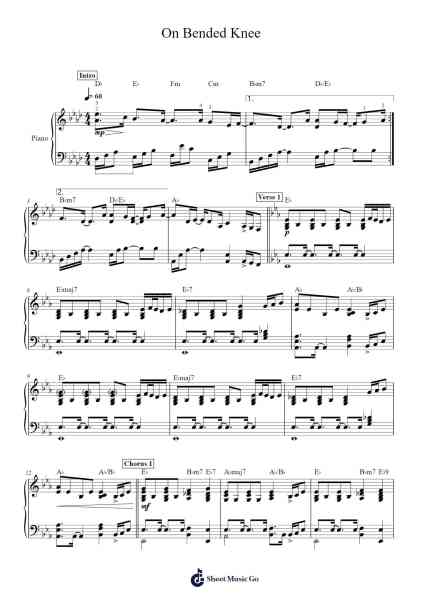 On Bended Knee Musica per pianoforte di Boyz II Men - Arr.Rusmike Hudje