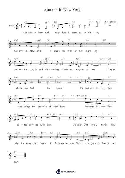 Autumn In New York Sheet Music by Vernon Duke-Arr.Yetkim Vauglvis