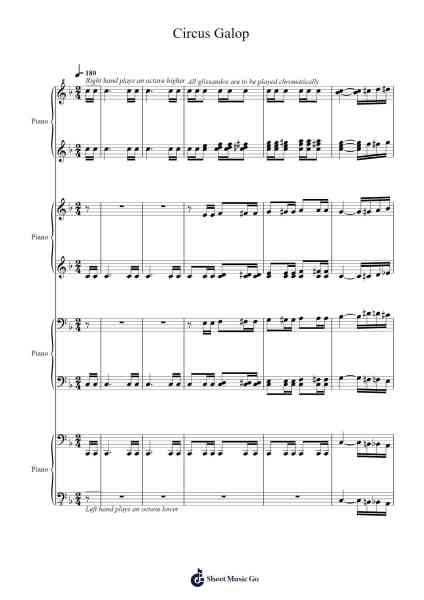 Circus Galop for 4 pianos Sheet Music by Marc-André Hamelin-Arr.Wescan