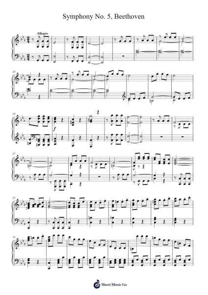 Symphony No. 5, Beethoven Sheet Music by Ludwig van Beethoven-Arr.Keatsrid Burnsgo