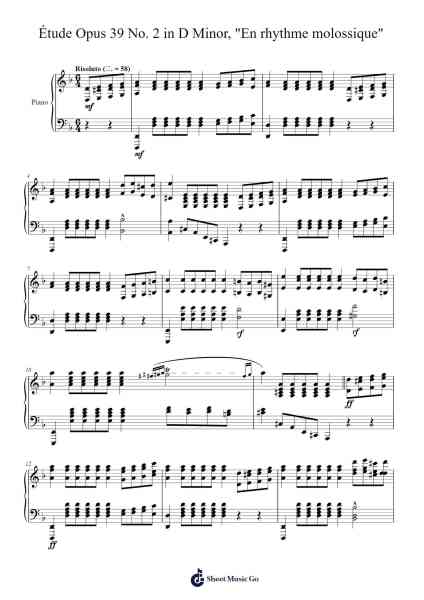 Étude Opus 39 No. 2 in D Minor, "En rhythme molossique" Sheet Music by Charles-Valentin Alkan-Arr.Putess Cranenions