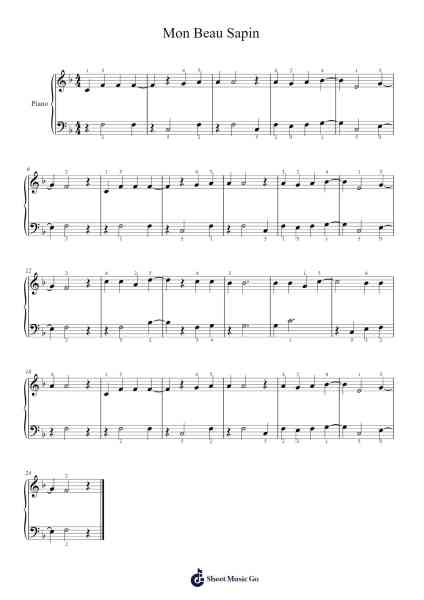 Mon Beau Sapin / O Christmas Tree Sheet Music by Misc Christmas-Arr.Gwenje Cookmike