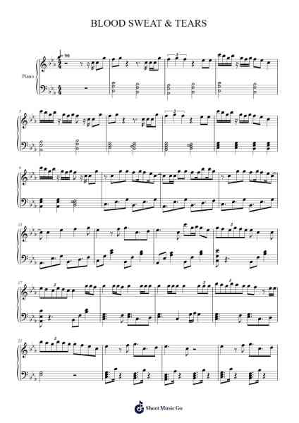 BLOOD SWEAT & TEARS Sheet Music by HanieMinie-Arr.Tomnee