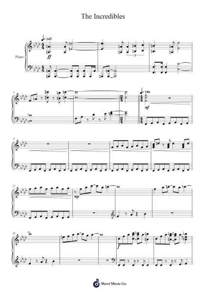 The Incredibles Sheet Music by Michael Giacchino-Arr.Thonor Utio