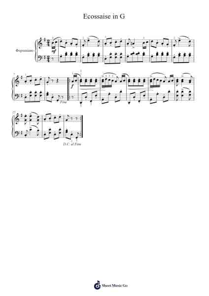 Ecossaise in G Major, WoO 23 Sheet Music by Ludwig van Beethoven-Arr.Frannence Harstowe