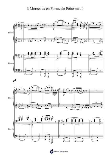 3 Morceaux en forme de poire: II. Enlevé Sheet Music by Erik Satie-Arr.Watblack Jackcoln